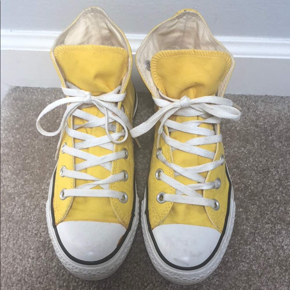 Bright Yellow High Top Converse Sneakers